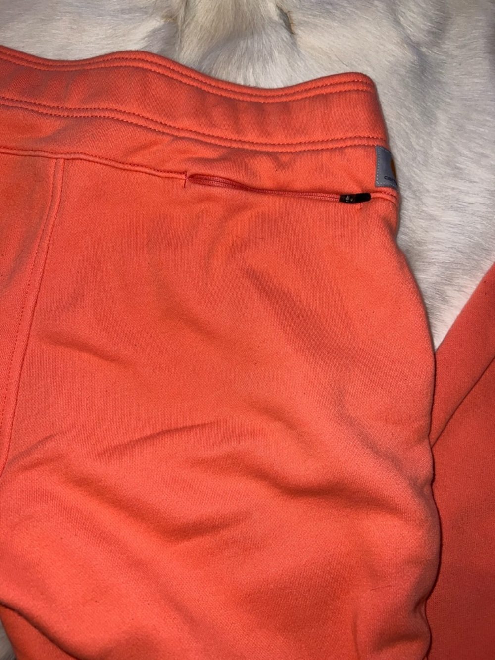 Carhartt Women’s Coral-Orange Fleece Joggers - Picture 2 of 4